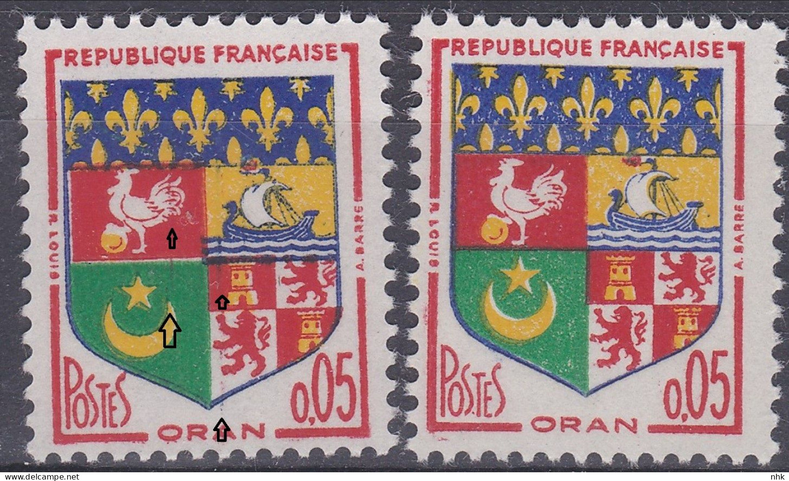 18146 Variété : N° 1230A Blason Oran Défaut D'essuyage + Normal ** - Unused Stamps