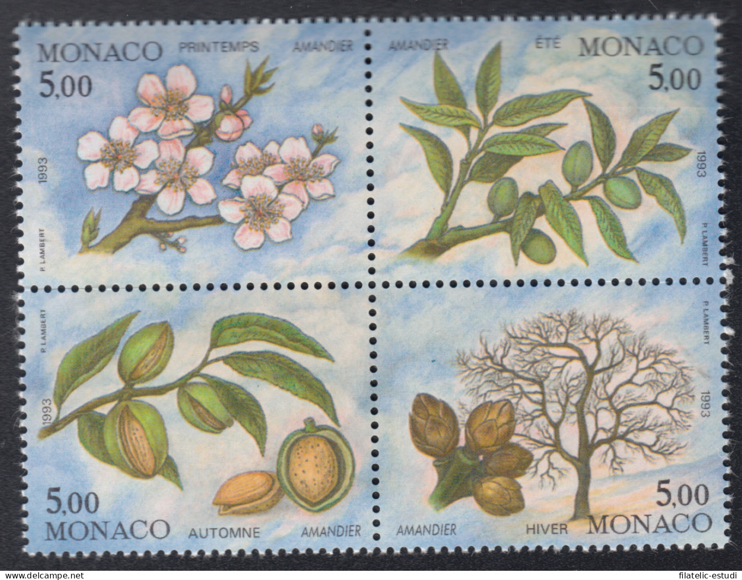 Mónaco 1864/67 1993 Las 4 Estaciones Del Almendro MNH - Otros & Sin Clasificación