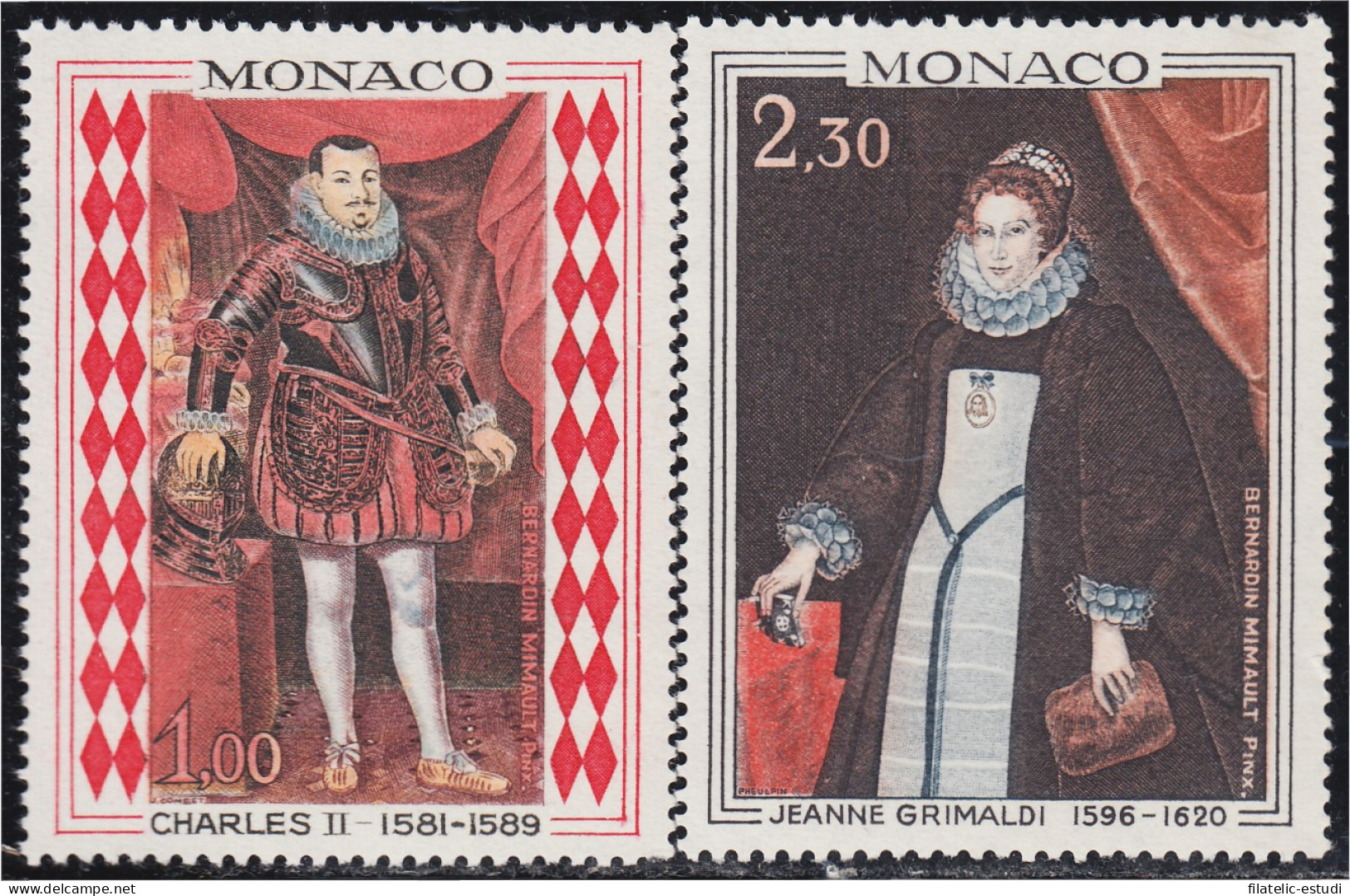 Monaco 770/71 1968 Cuadros De Carlos II Y Juana Grimaldi Príncipes De Mónaco M - Andere & Zonder Classificatie