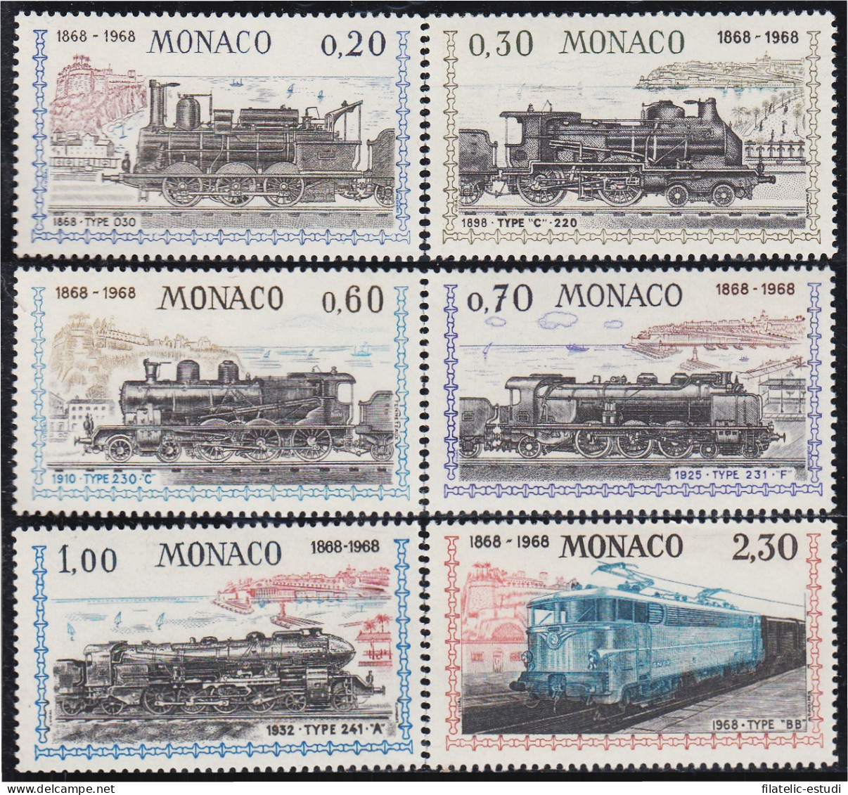 Monaco 752/57 1968 Centenario Del Enlace Ferroviario Con Niza MNH - Otros & Sin Clasificación