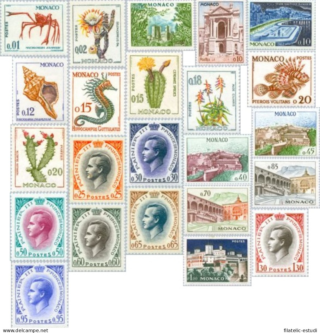 FAU3 Monaco  Nº 537A/50A   1960-65   Príncipe Rainiero II-fauna, Flora Y Vista - Otros & Sin Clasificación