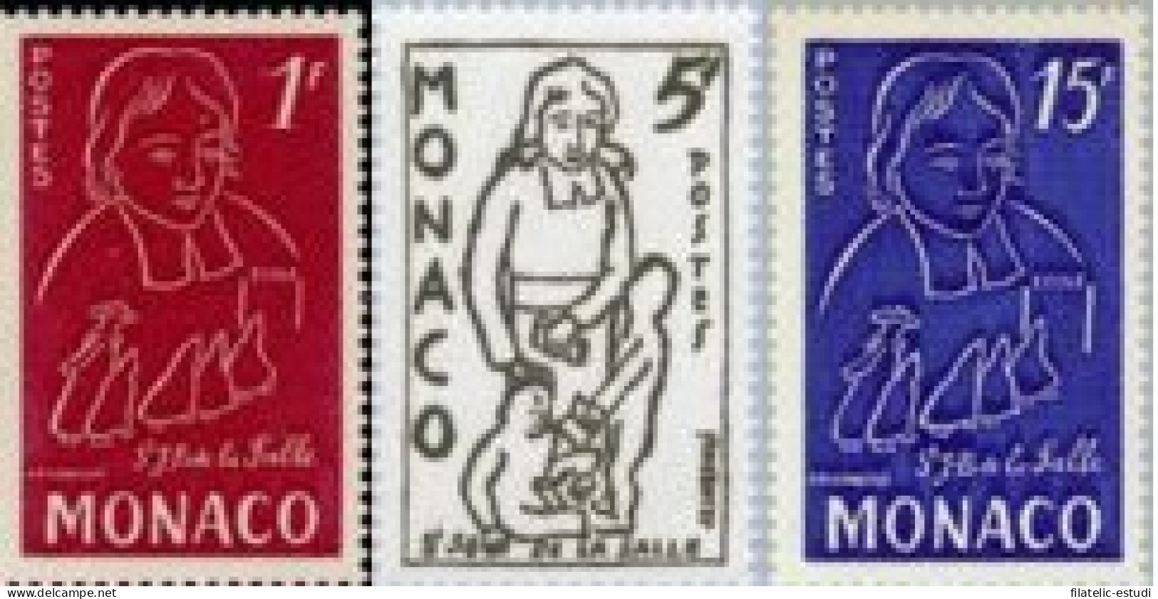 Monaco - 402/04 - 1954 En Honor A St. Juan Bautista De La Salle Lujo - Autres & Non Classés