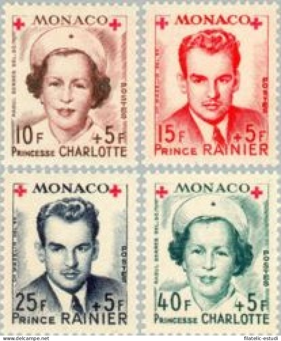 Monaco - 334A/37A - 1949 Princesa Charlotte Rainiero III -Cruz Roja- Lujo - Other & Unclassified