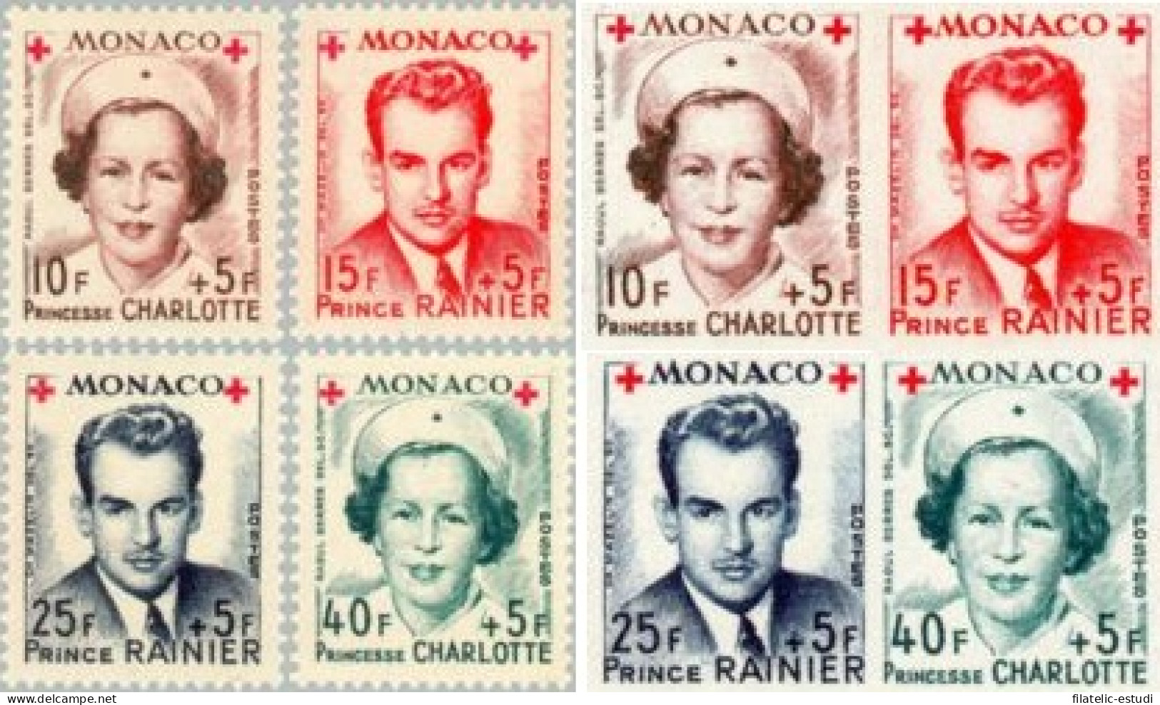 Monaco - 334B/37B - 1949 8 Valores-Princesa Charlotte Y Rainiero III-sin Denta - Otros & Sin Clasificación
