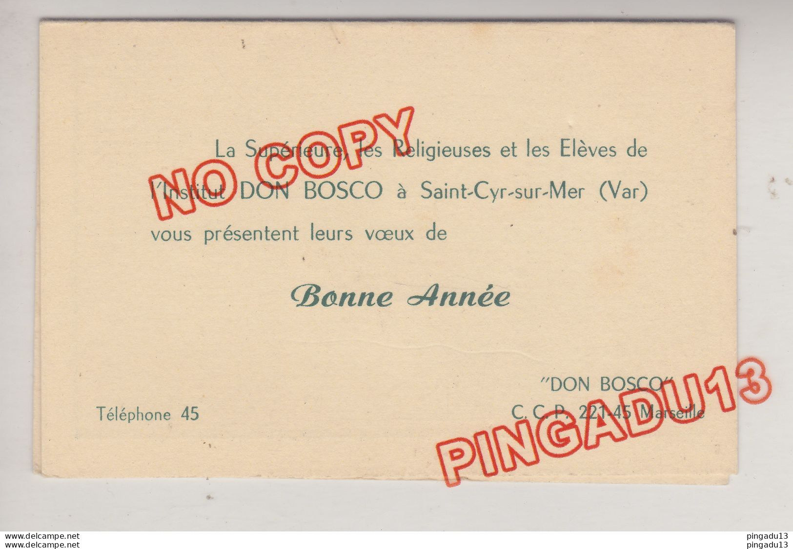 Au Plus Rapide Saint-Cyr Sur Mer Calendrier Et Voeux Année 1956 Supérieure Religieuses Elèves Don Bosco - Petit Format : 1941-60