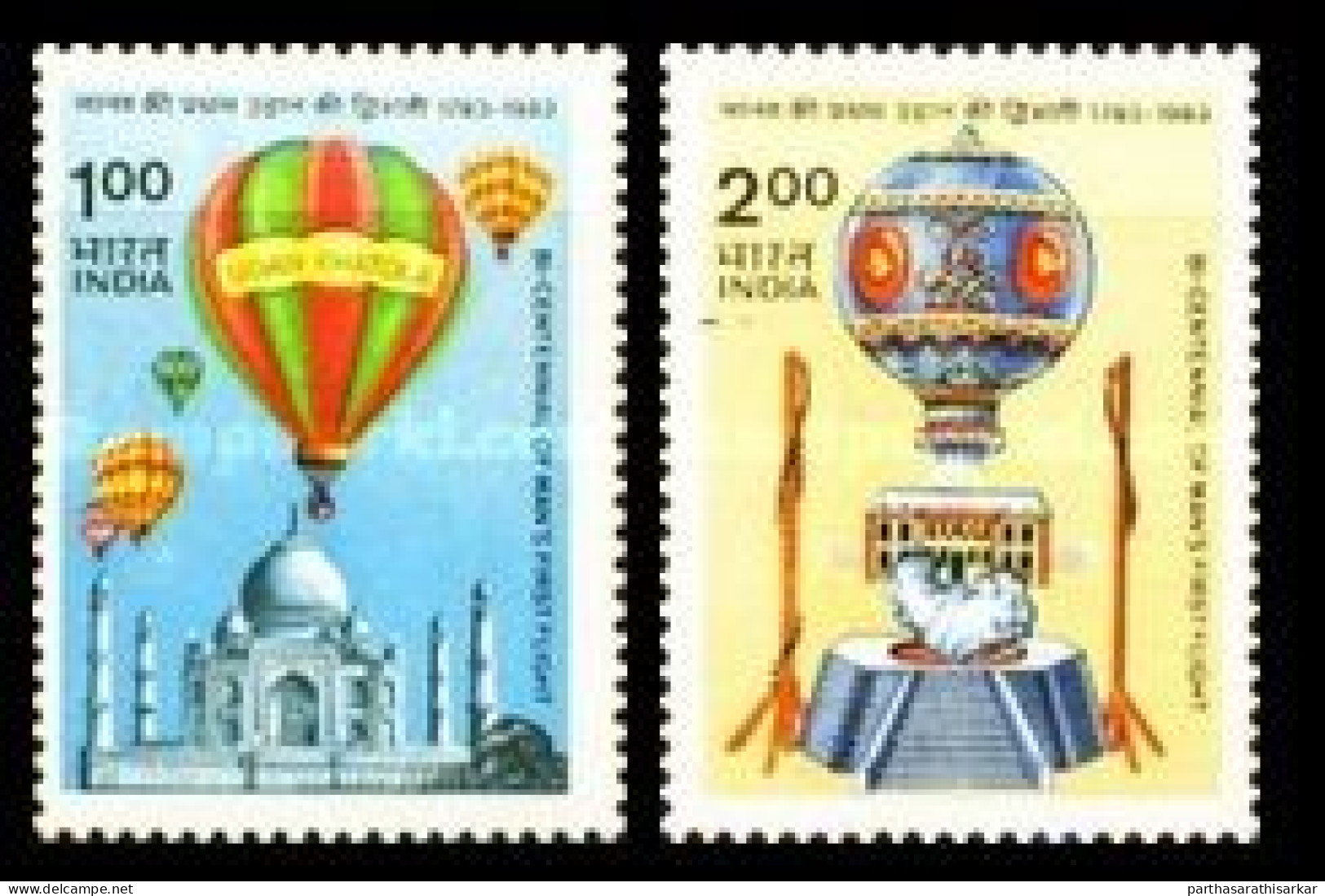 INDIA 1983 THE 200TH ANNIVERSARY OF THE MANNED FLIGHT COMPLETE SET MNH - Nuovi