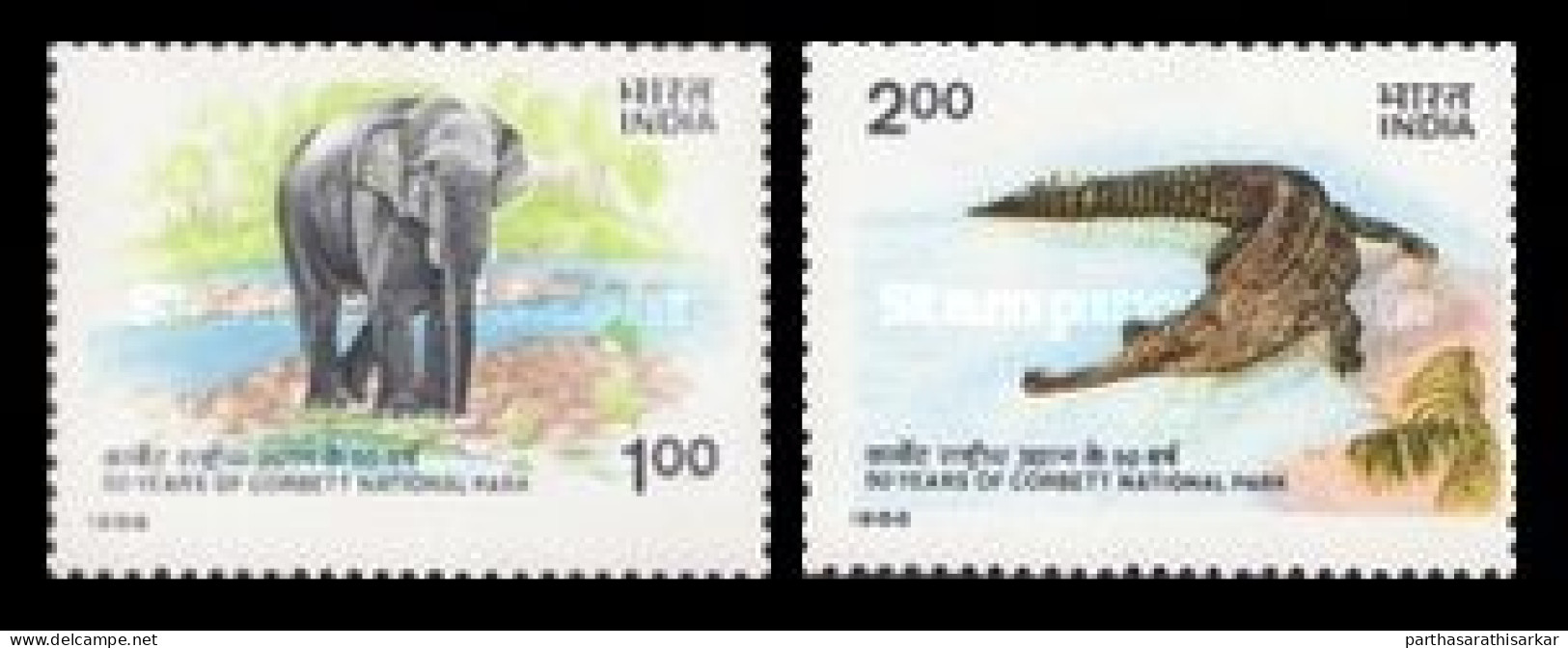 INDIA 1986 50TH ANNIVERSARY OF CORBETT NATIONAL PARK FAUNA ANIMALS ELEPHANTS COMPLETE SET MNH - Unused Stamps