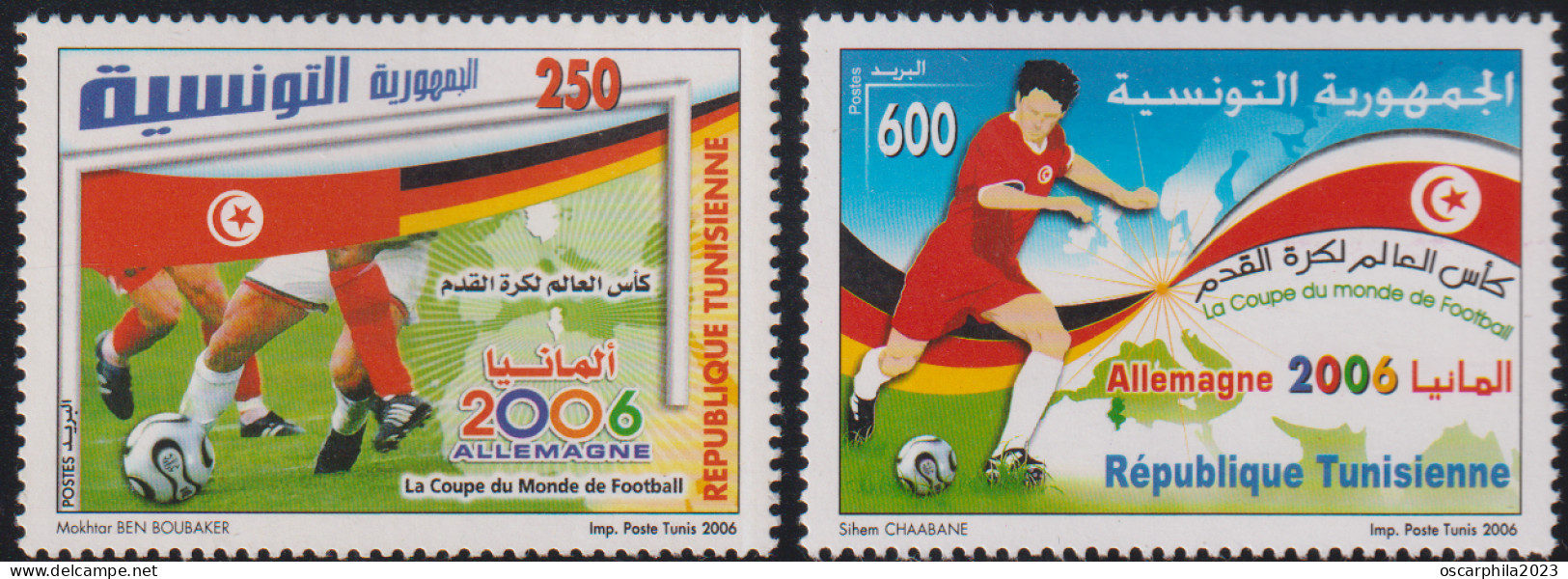 2006-Tunisie / Y&T 1575-1576 - La Coupe Du Monde De Football, Allemagne 2006 -2vMNH******+ Prospectus - 2006 – Germania