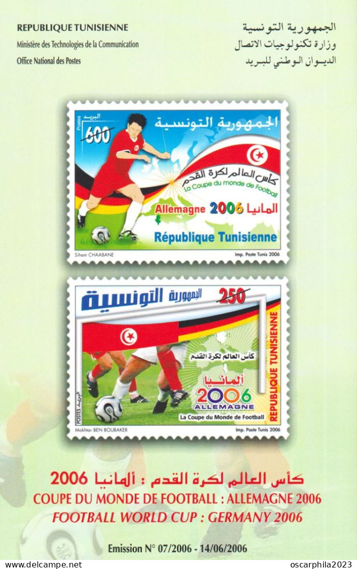 2006-Tunisie / Y&T 1575-1576 - La Coupe Du Monde De Football, Allemagne 2006 -2vMNH******+ Prospectus - 2006 – Germania