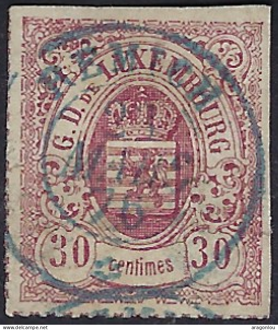 Luxembourg - Luxemburg -Timbre  - 1862   °   Cachet Bleu   Remich - 1859-1880 Stemmi