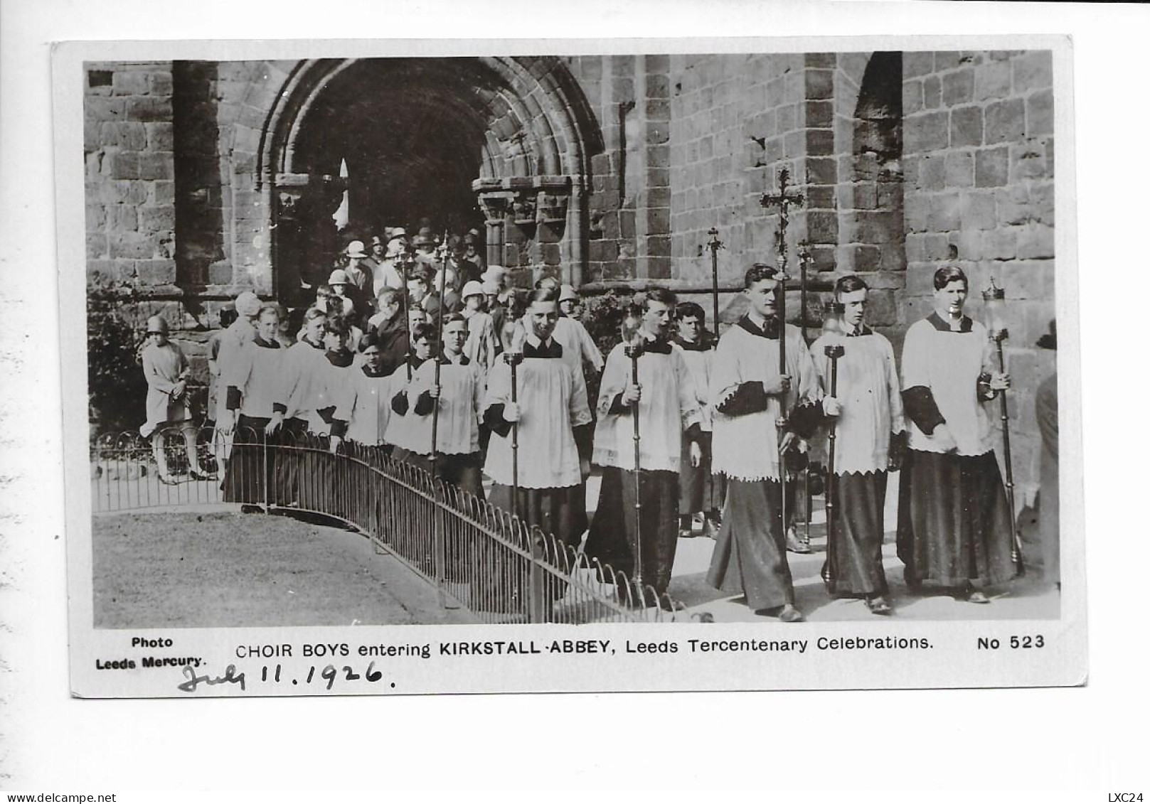 CHOIR BOYS ENTERING KIRKSTALL ABBEY. LEEDS TERCENTENARY CELEBRATIONS. - Leeds