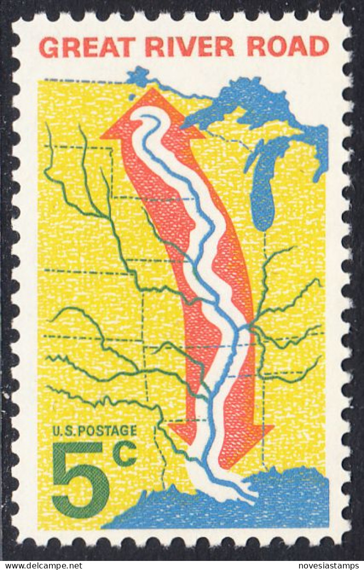 !a! USA Sc# 1319 MNH SINGLE (a2) - Great River Road - Nuovi