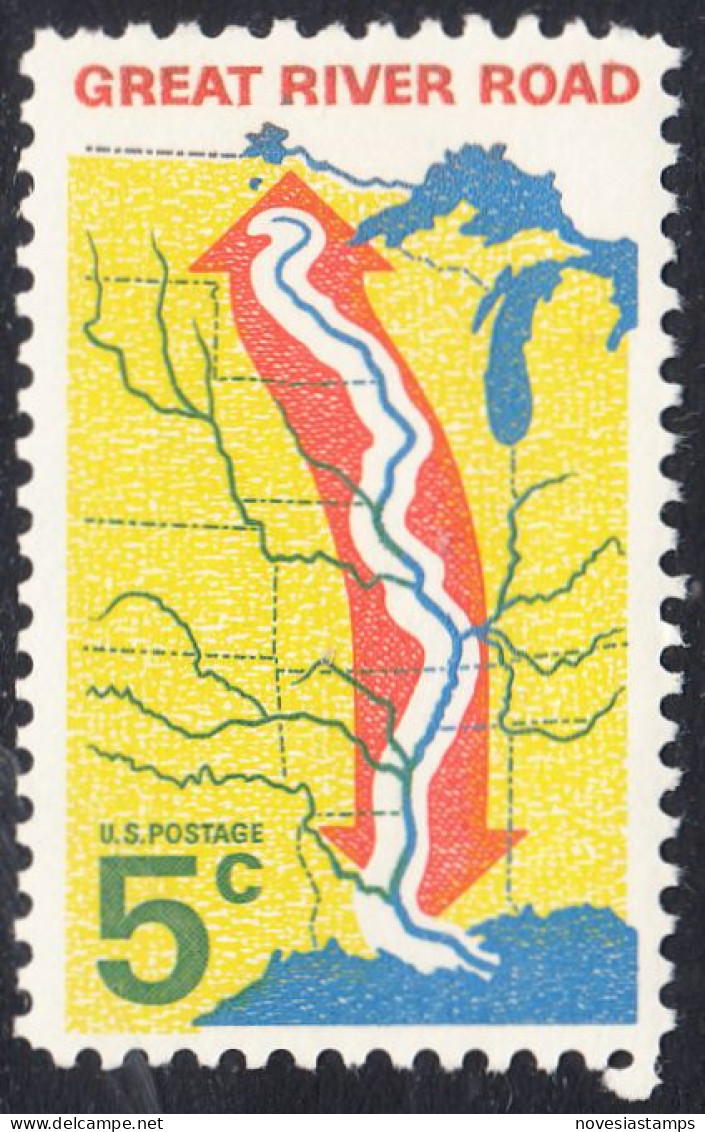 !a! USA Sc# 1319 MNH SINGLE (a3) - Great River Road - Nuovi