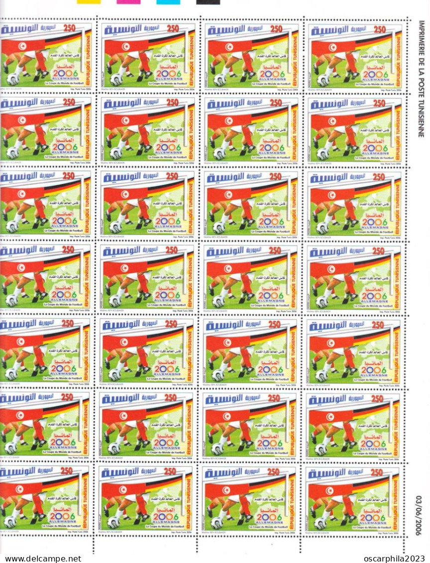 2006-Tunisie / Y&T 1575-1576 -Coupe Du Monde Football, Allemagne 2006 -série Complète - 2 Planches  56v -MNH****** - Briefmarken