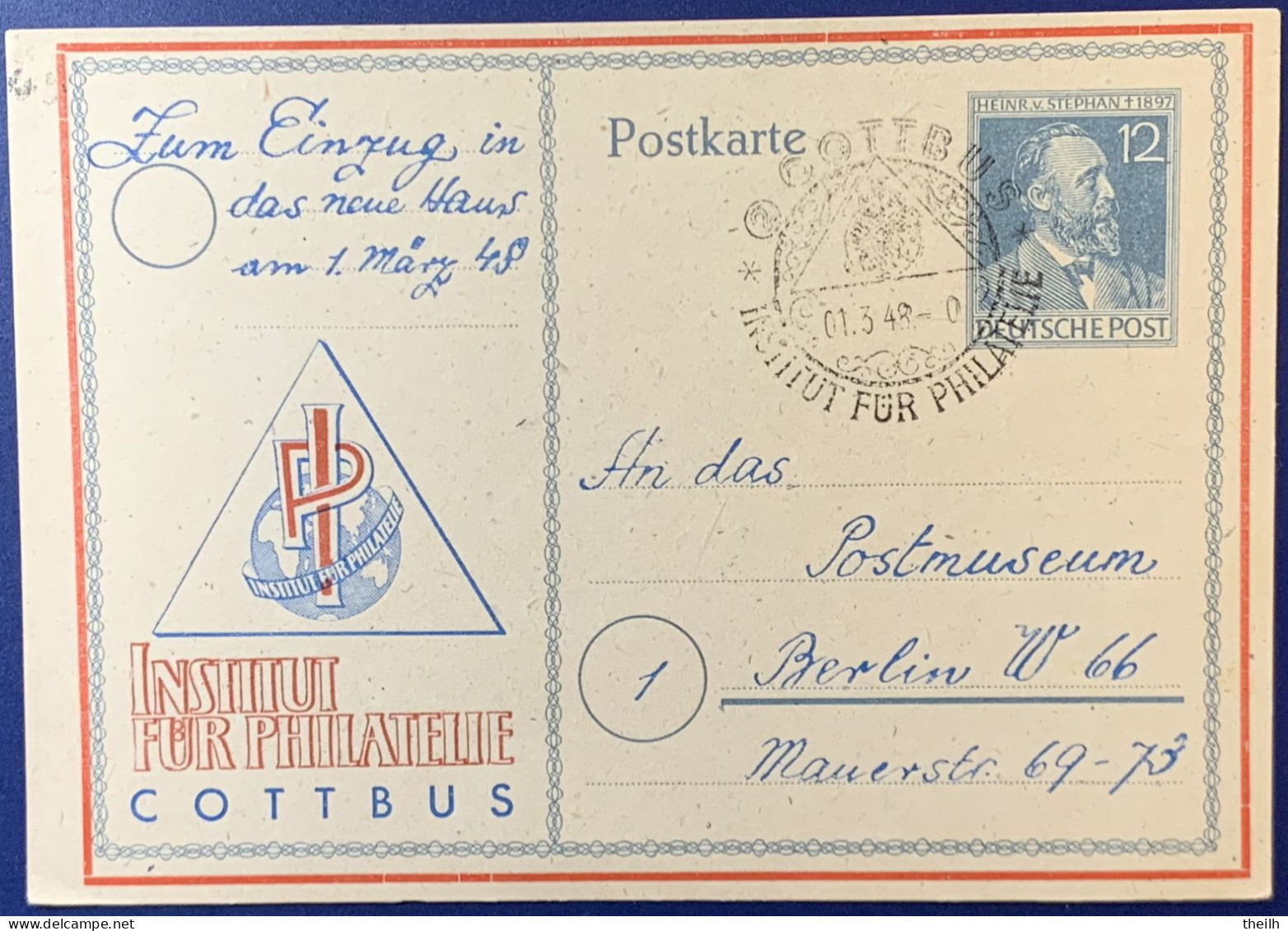 Postkarte, Ganzsache, All.Bes. Gemeinschaftsausgabe, 1948 - Postwaardestukken