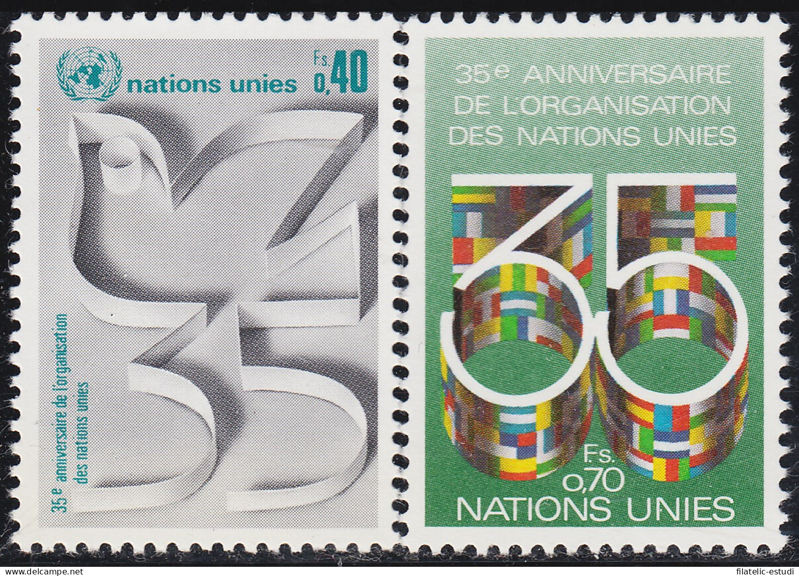 Nacione Unidas Ginebra 92/93 1980 35º Aniversario De Las Naciones Unidas MNH - Autres & Non Classés
