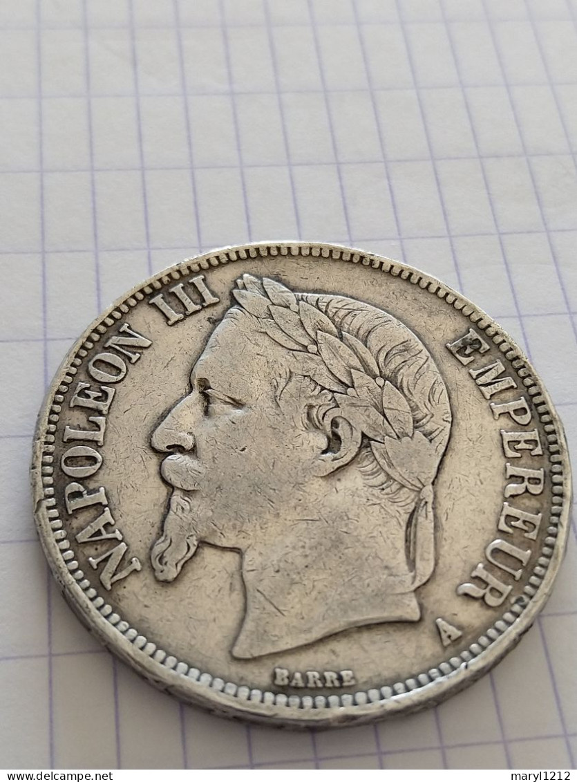 5 Francs Français 1868 (A) - Empereur Napoléon III - 5 Francs