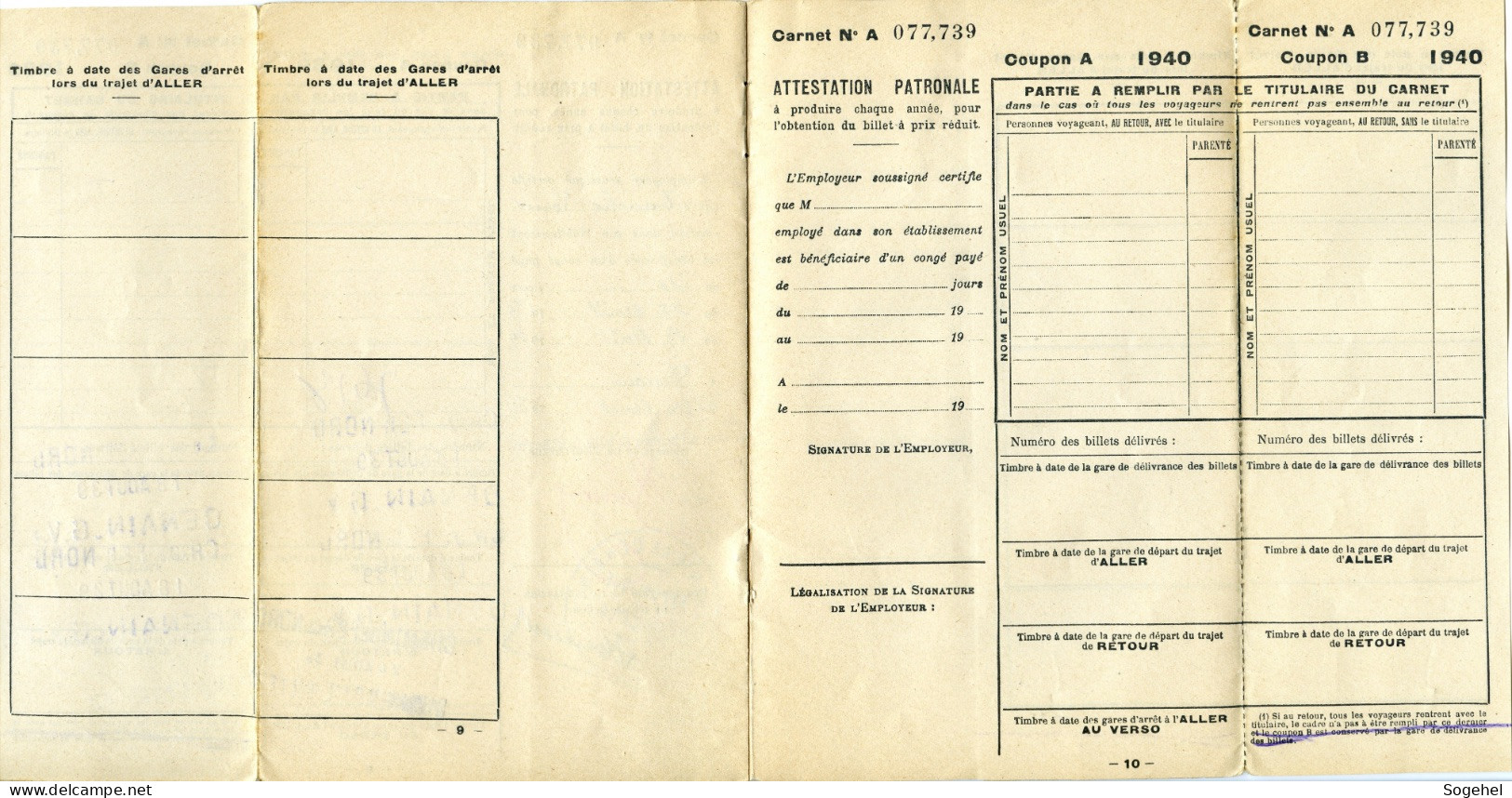 Carnet pour la délivrance de billets populaires de congé annuel - DENAIN