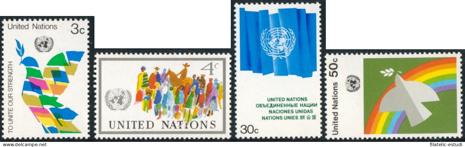 FAU3 Naciones Unidas  New York  Nº 259/62  1976 Serie Símbolos De La ONU Lujo - Autres & Non Classés