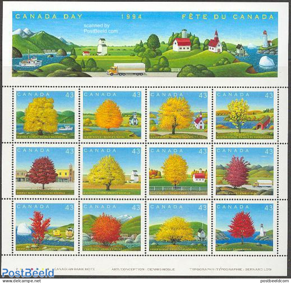 Canada 1994 Canada Day 12v M/s, Mint NH, Nature - Various - Trees & Forests - Lighthouses & Safety At Sea - Nuovi