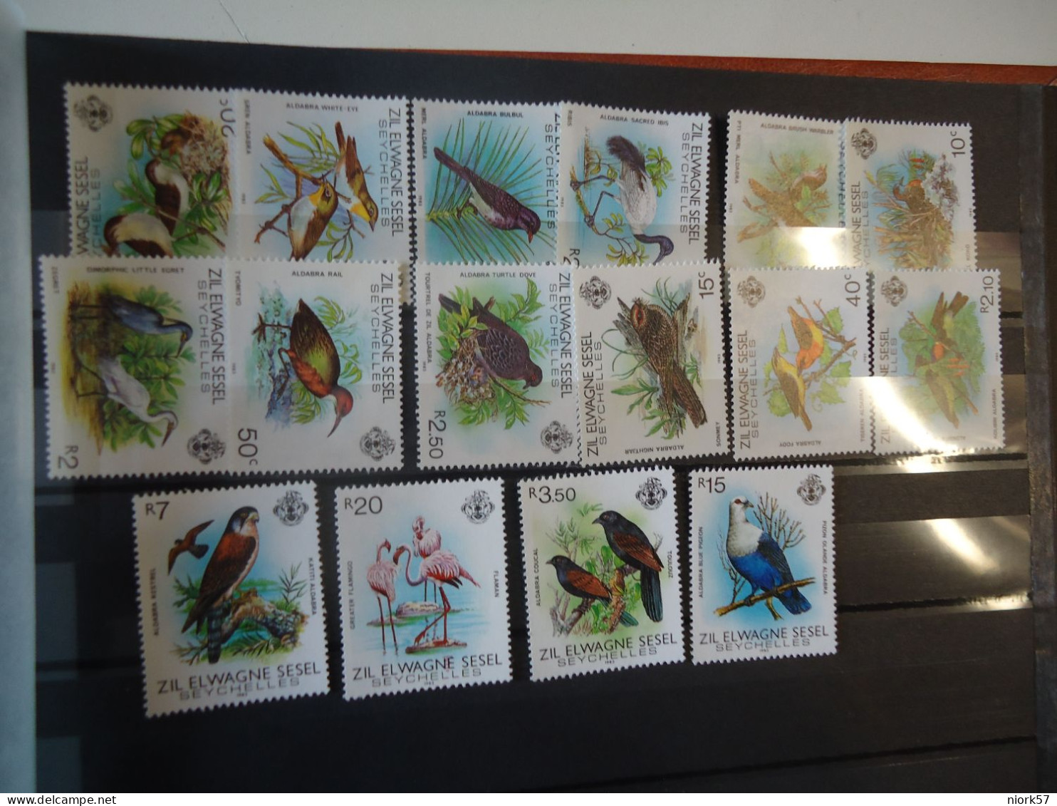 SEYCHELLES. Zil Elwannyen MNH  SET 16   STAMPS BIRDS  BIRD  1983 - Flamants