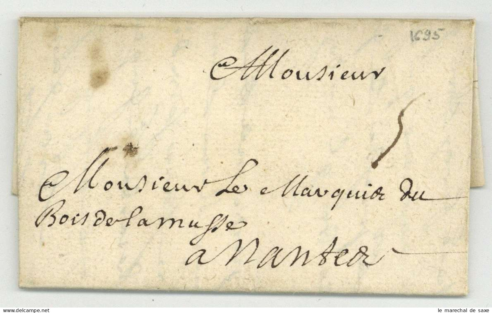 Rouen 1695 Pour Nantes Taxe 5 Sols LAS D'Amecourt - ....-1700: Precursores