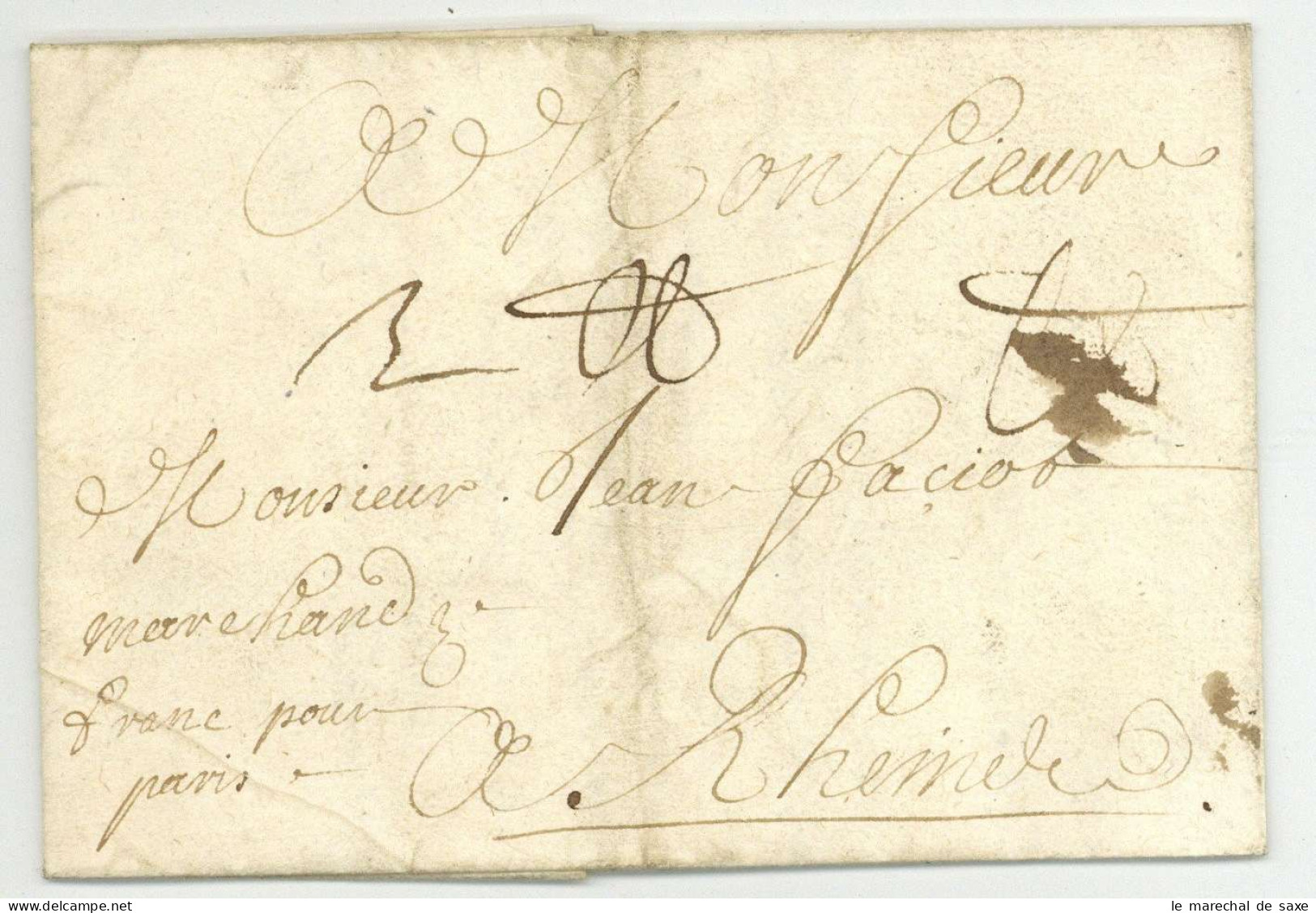 Rouen 1692 Pour Reims Franc Pour Paris - ....-1700: Vorläufer