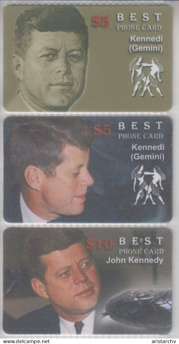 USA PRESIDENT JOHN F. KENNEDY ZODIAC HOROSCOPE GEMINI 3 PHONE CARDS - Characters