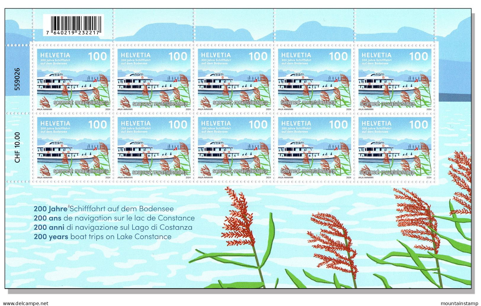 Suisse Switzerland 2024 (1/2024) 200 Jahre Schiffahrt Bodensee Lake Constance Schiff Ship  MNH ** - Unused Stamps