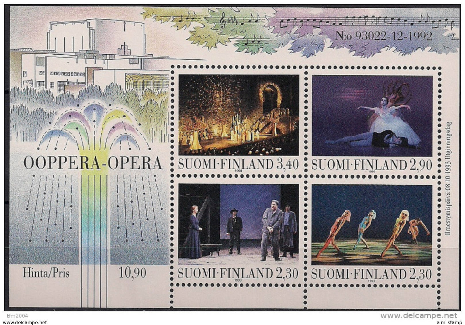1993 Finnland Mi.  Bl 10**MNH  Eröffnung Des Opernhauses Helsinki - Neufs