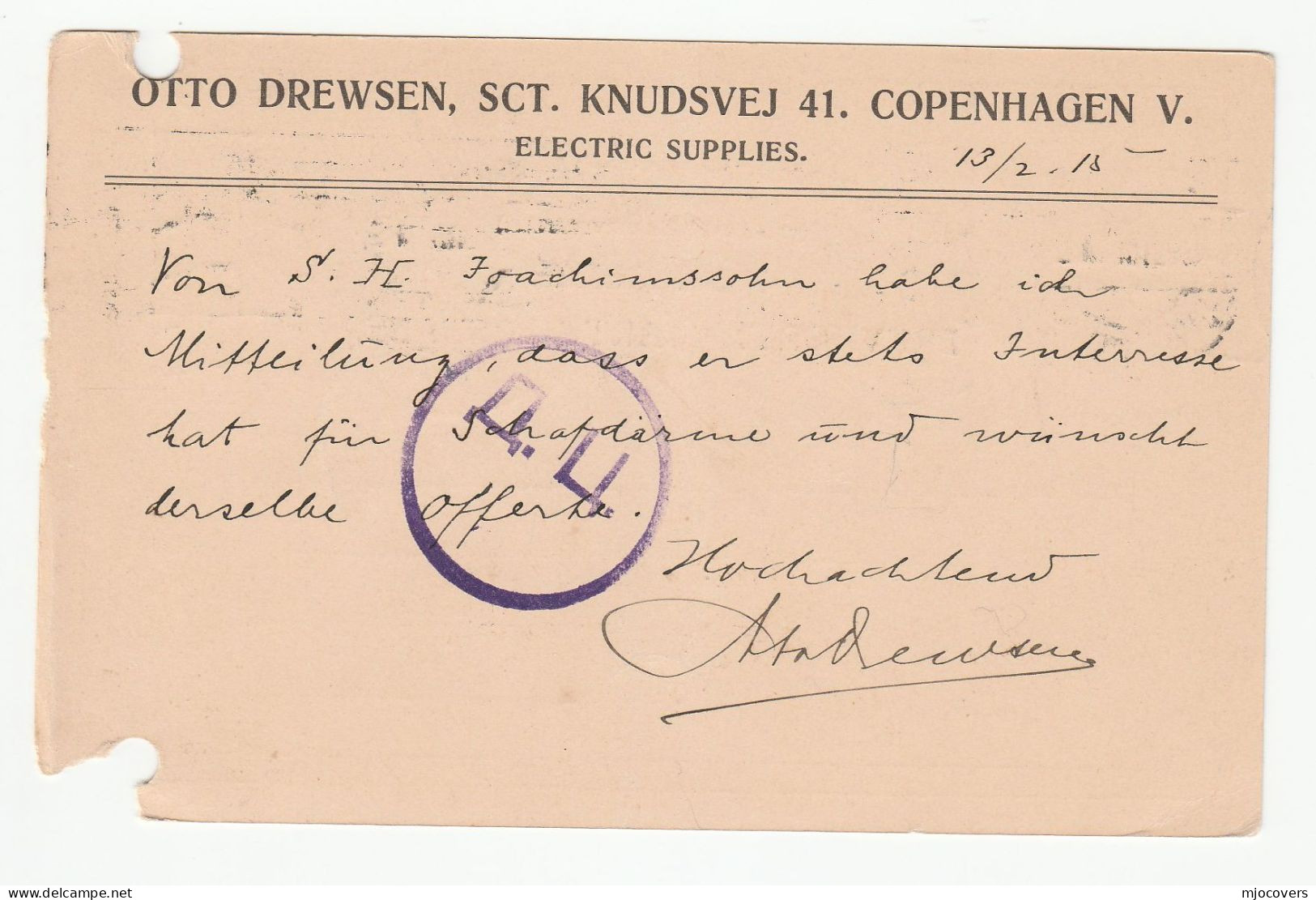 1915 ELECTRIC Co DENMARK To ROSTOV On Don RUSSIA Postal STATIONERY CARD Cover Stamps Energy Electricity - Electricity