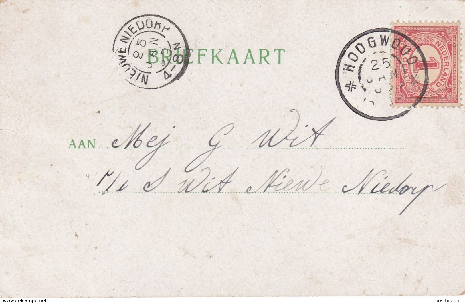 Ansicht Amersfoort 25 Jan 1905 Hoogwoud (hulpkantoor Grootrond) Naar Niieuwe Niedorp (kleinrond) - Poststempels/ Marcofilie