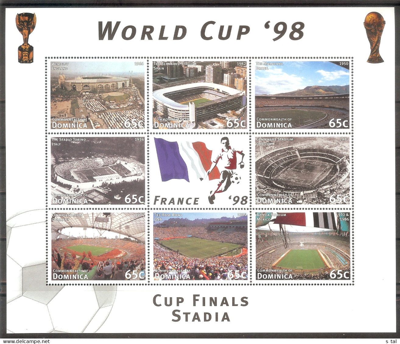 DOMINICA World Cup-98(soccer) Sheetlet Of 8 Stamps MNH - Autres & Non Classés