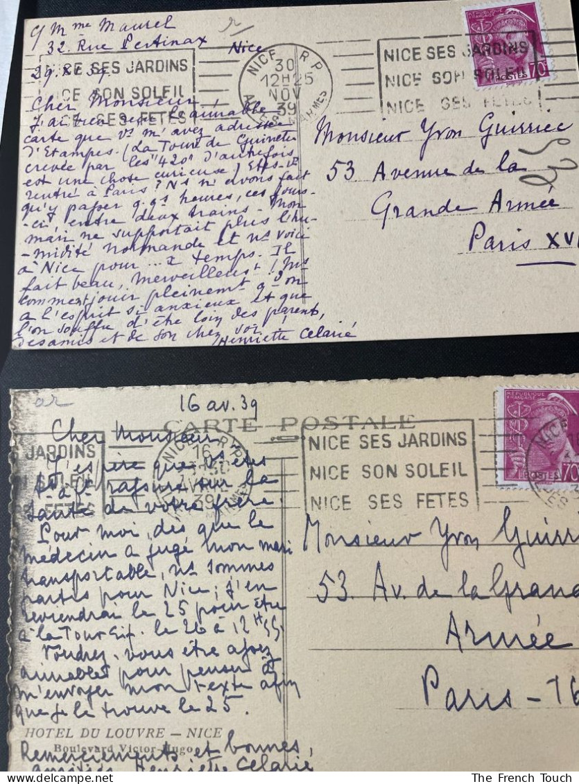 Henriette Celarié - 1947 - Correspondance  [ 2 Lettres Et 2 Cartes Postales] - Ecrivains