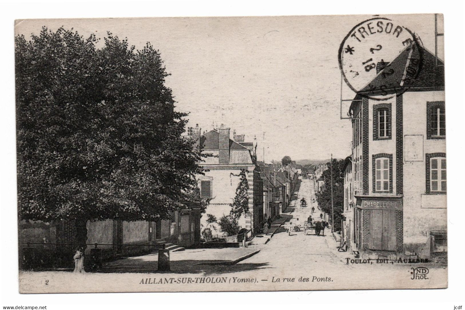 89 AILLANT SUR THOLON - La Rue Des Ponts - Série Toulot N° 2 - 1918 - Chapellerie - Attelages - Animée - Aillant Sur Tholon