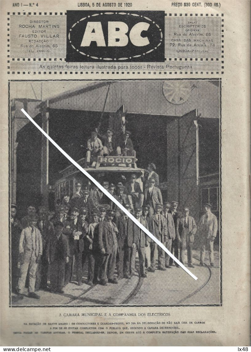 Strike At Carris Lisboa, Santo Amaro Station 1920. Public Rossio. Polo In Porto. ABC Magazine 34 Pages Greve Da Carris L - Auto/motorrad