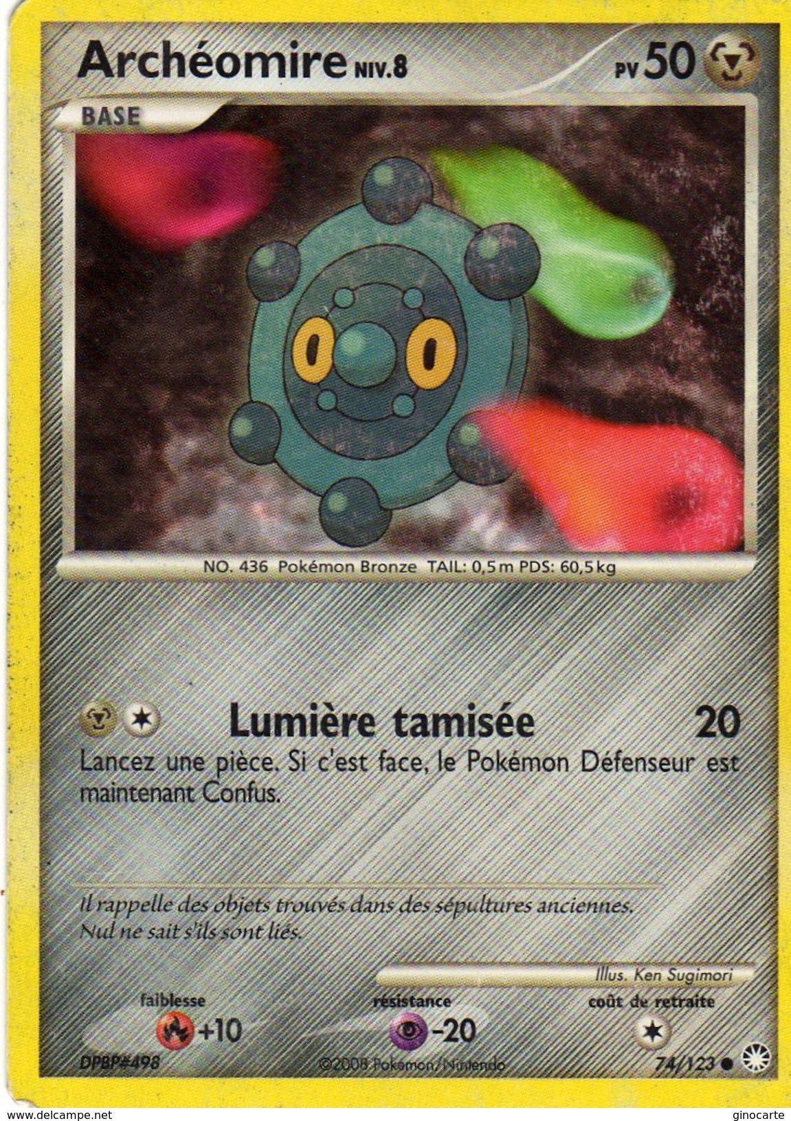 Carte Pokemon 74/123 Archeomire 50pv 2008 - Autres & Non Classés