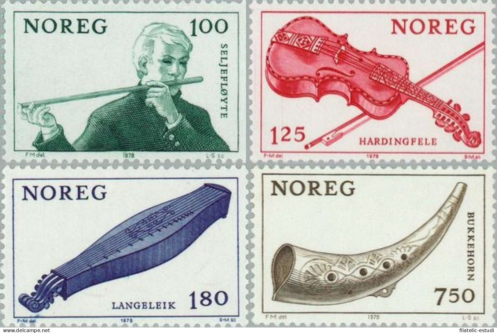 Noruega  Nº 739/42  1978 Instrumentos Folklóricos De Música Lujo - Autres & Non Classés