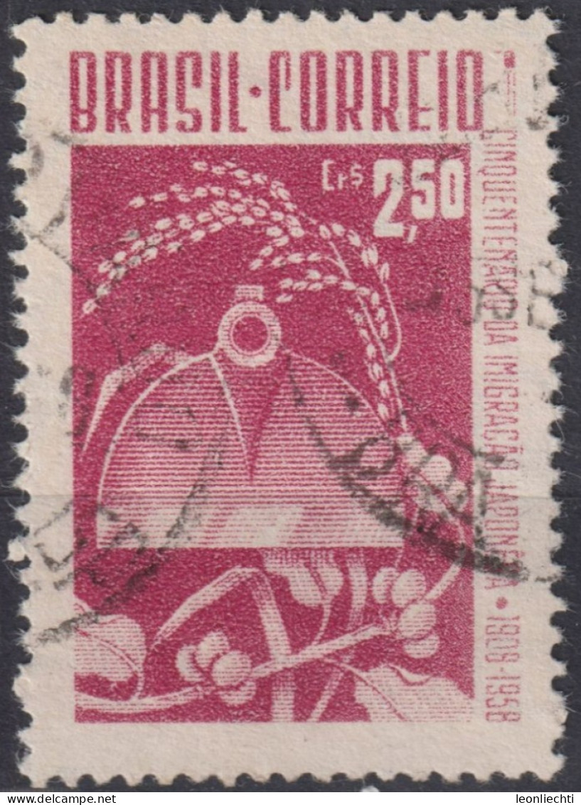 1958 Brasilien ° Mi:BR 936, Sn:BR 871, Yt:BR 652, Hoe, Rice And Cotton, 50th Anniversary Of Japanese Immigration - Oblitérés