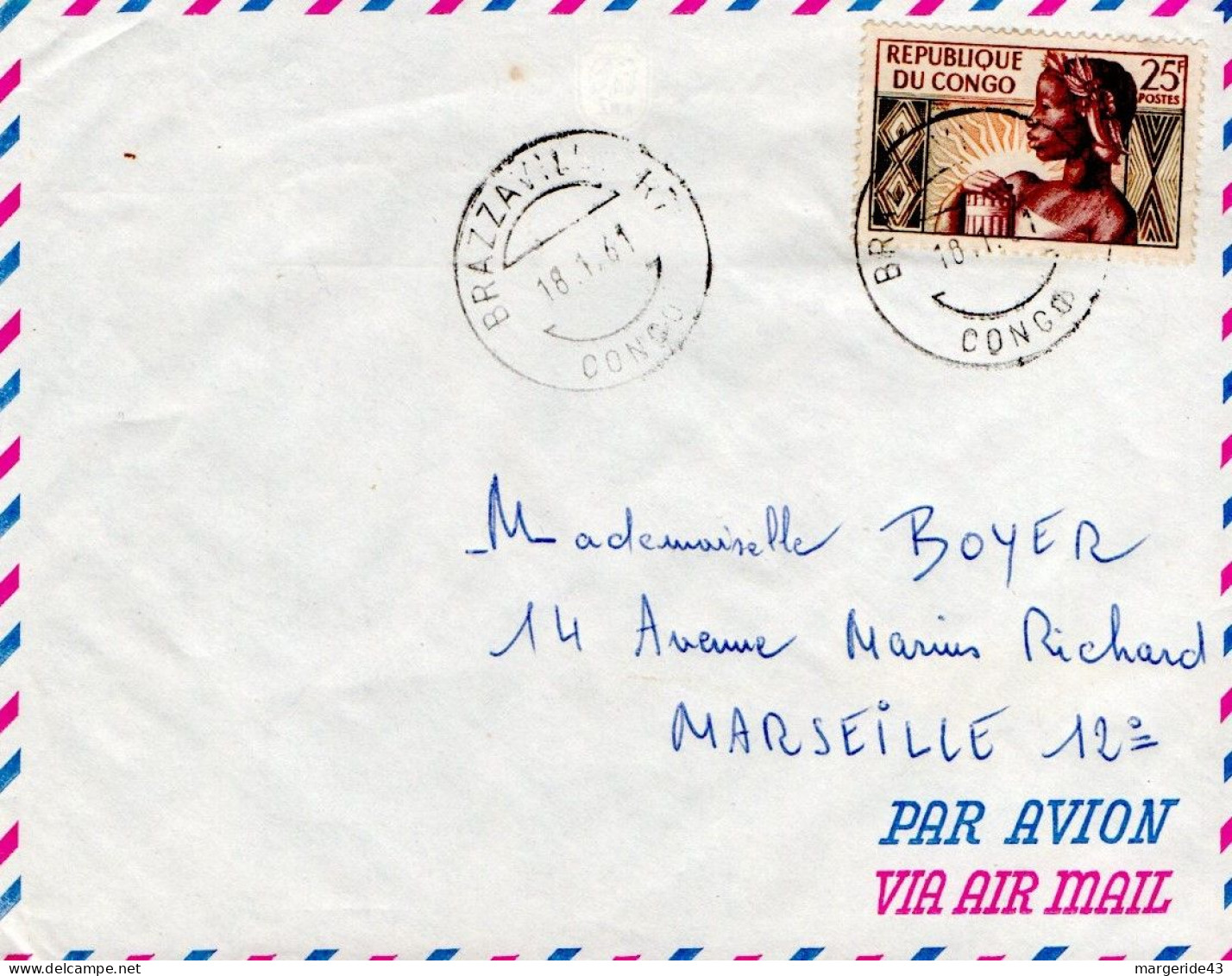 CONGO SEUL SUR LETTRE POUR LA FRANCE 1961 - Used