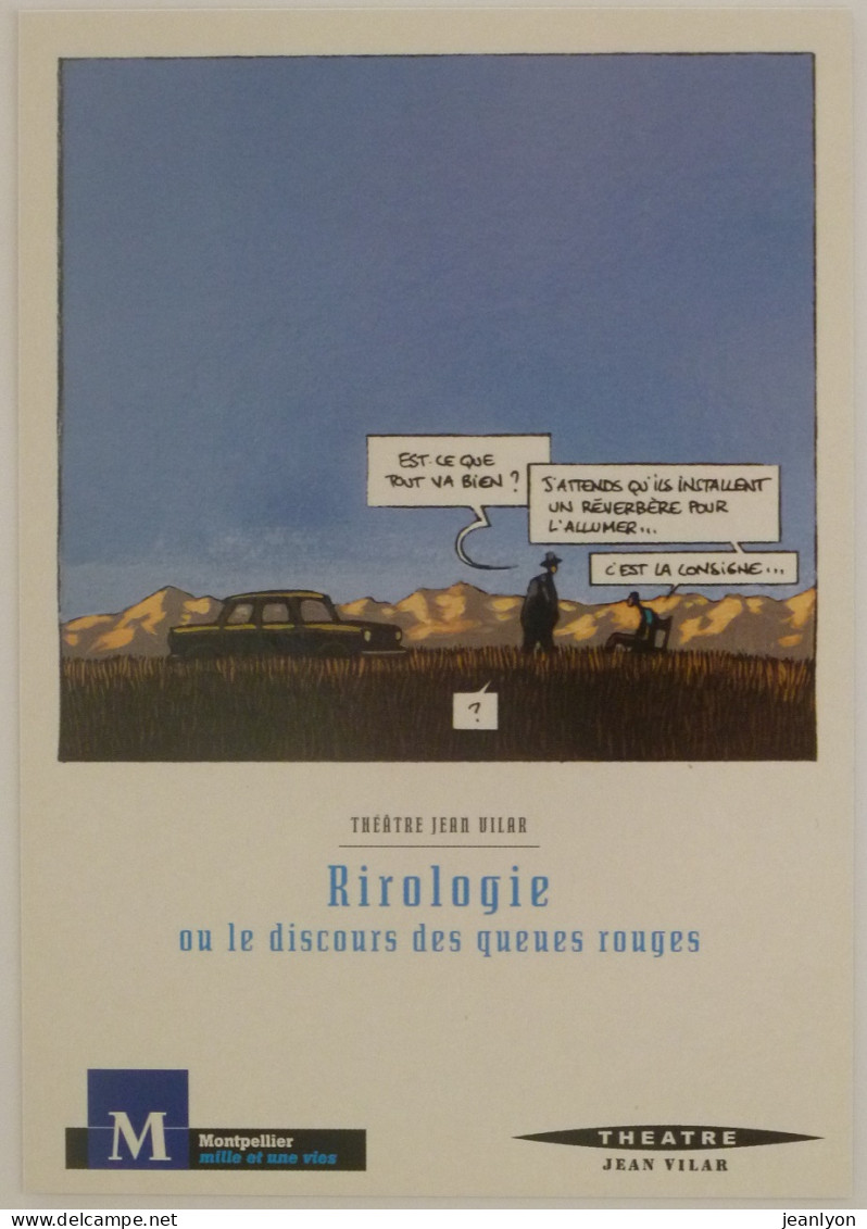 VOITURE / Homme Sur Siège Attend Un Réverbère - Dessin Illustrateur Thierry PLUS - Carte Publicitaire Rirologie - Fumetti