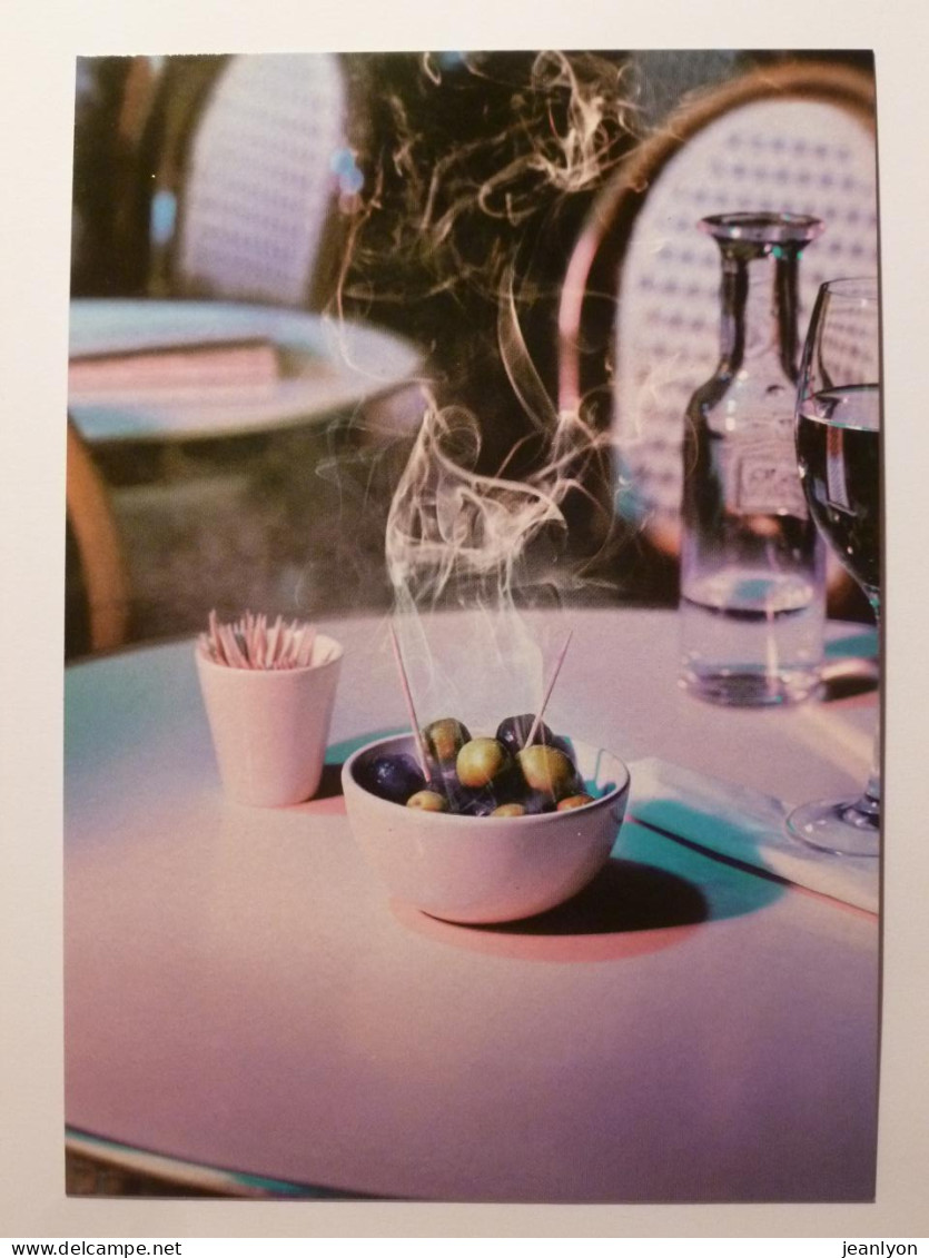 TERRASSE RESTAURANT - Ramequin Avec Olive Verte Et Noire - Verre D'eau - Carte Publicitaire Fumée Dure à Avaler - Ristoranti