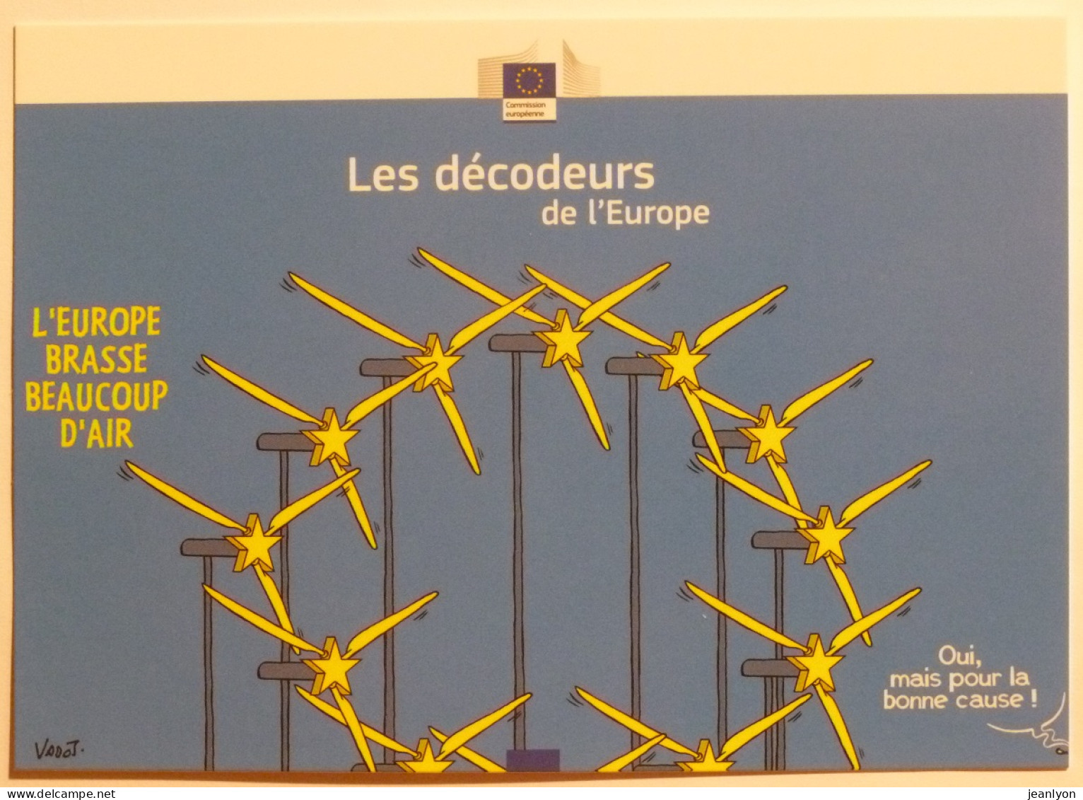 EOLIENNE En Forme De Drapeau Européen - Illustrateur / Dessin VADOT - Carte Publicitaire Décodeurs Europe - Wassertürme & Windräder (Repeller)