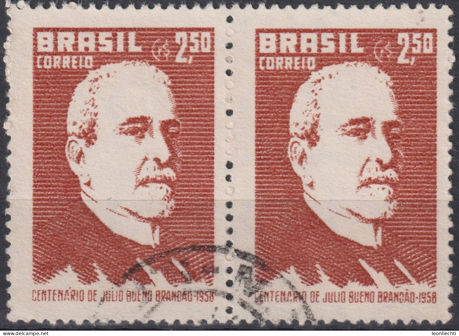 1958 Brasilien ° Mi:BR 940, Sn:BR 874, Yt:BR 657,100 Years Born Júlio Bueno Brandão - Gebraucht