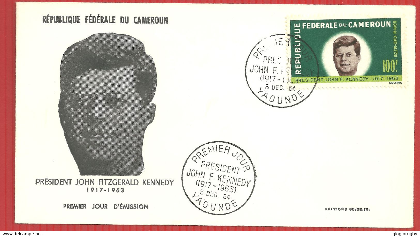 FDC KENNEDY CAMEROUN YAOUNDE  8 12 1964 - Kennedy (John F.)