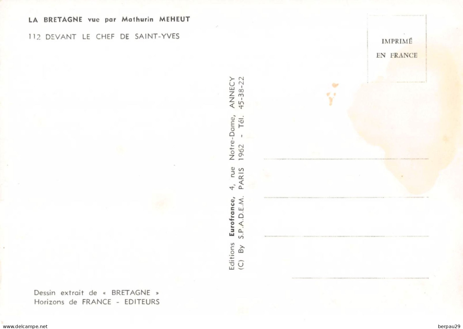 MEHEUT Mathurin - LOT De 4 Cartes De 1962 " La BRETAGNE Vu Par Mathurin MEHEUT ) - Meheut