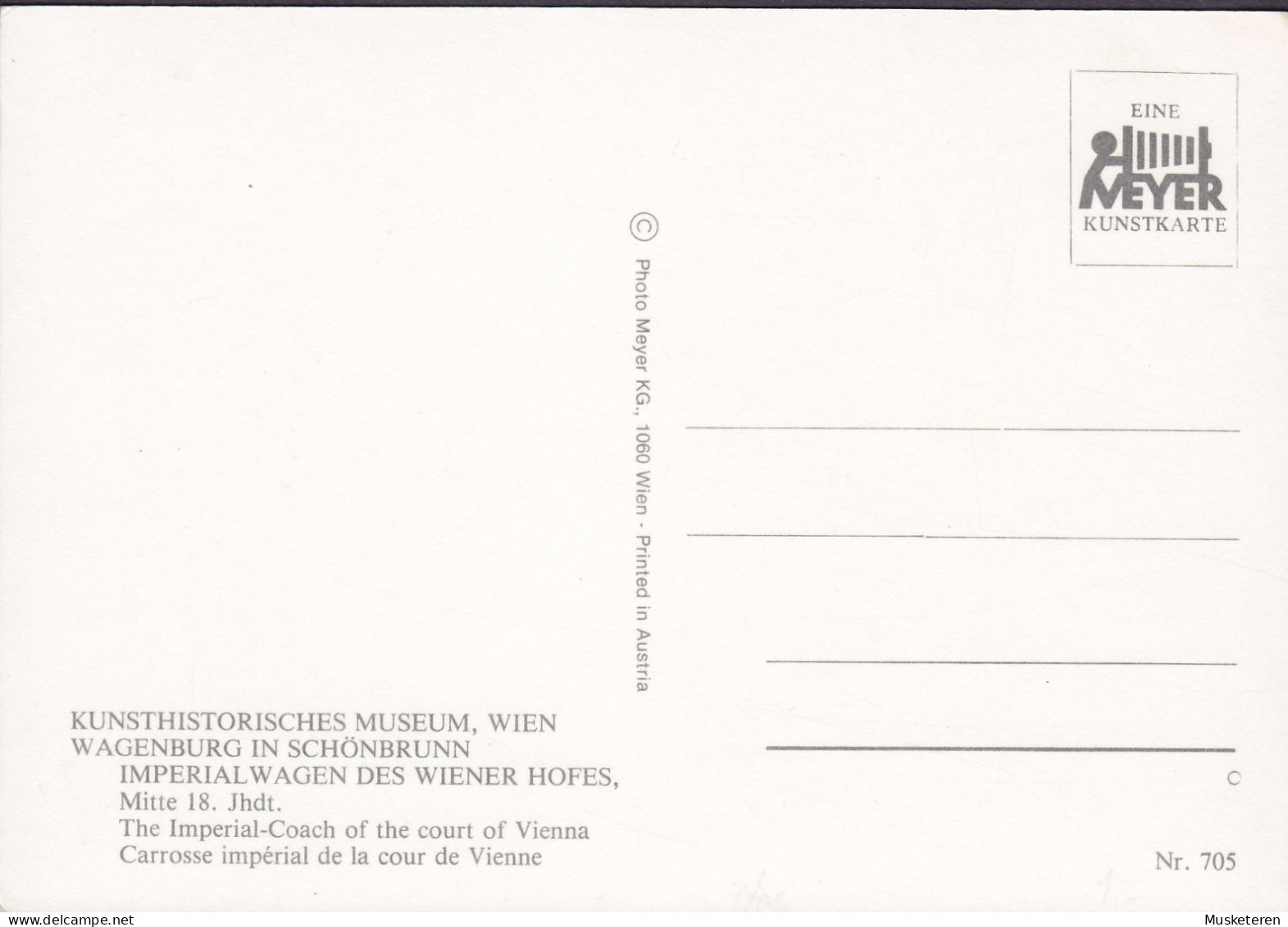 Austria PPC Kunsthistorisches Museum, Wien Wagenburg In Schönbrunn Imperial-Coach Carosse Impérial (2 Scans) - Palacio De Schönbrunn