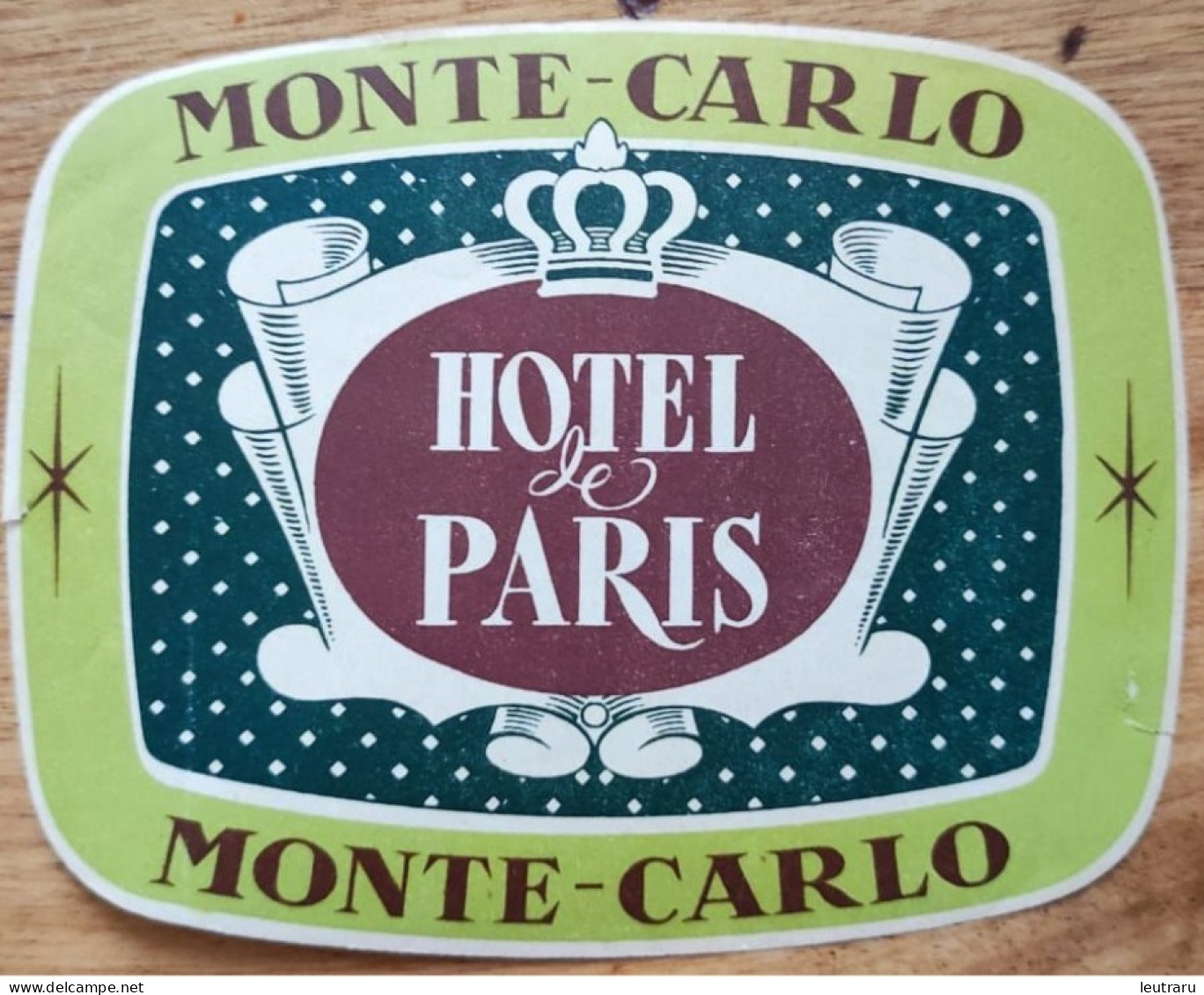 Monaco Monte-Carlo Hotel De Paris Luggage Label Etiquette Valise - Hotel Labels