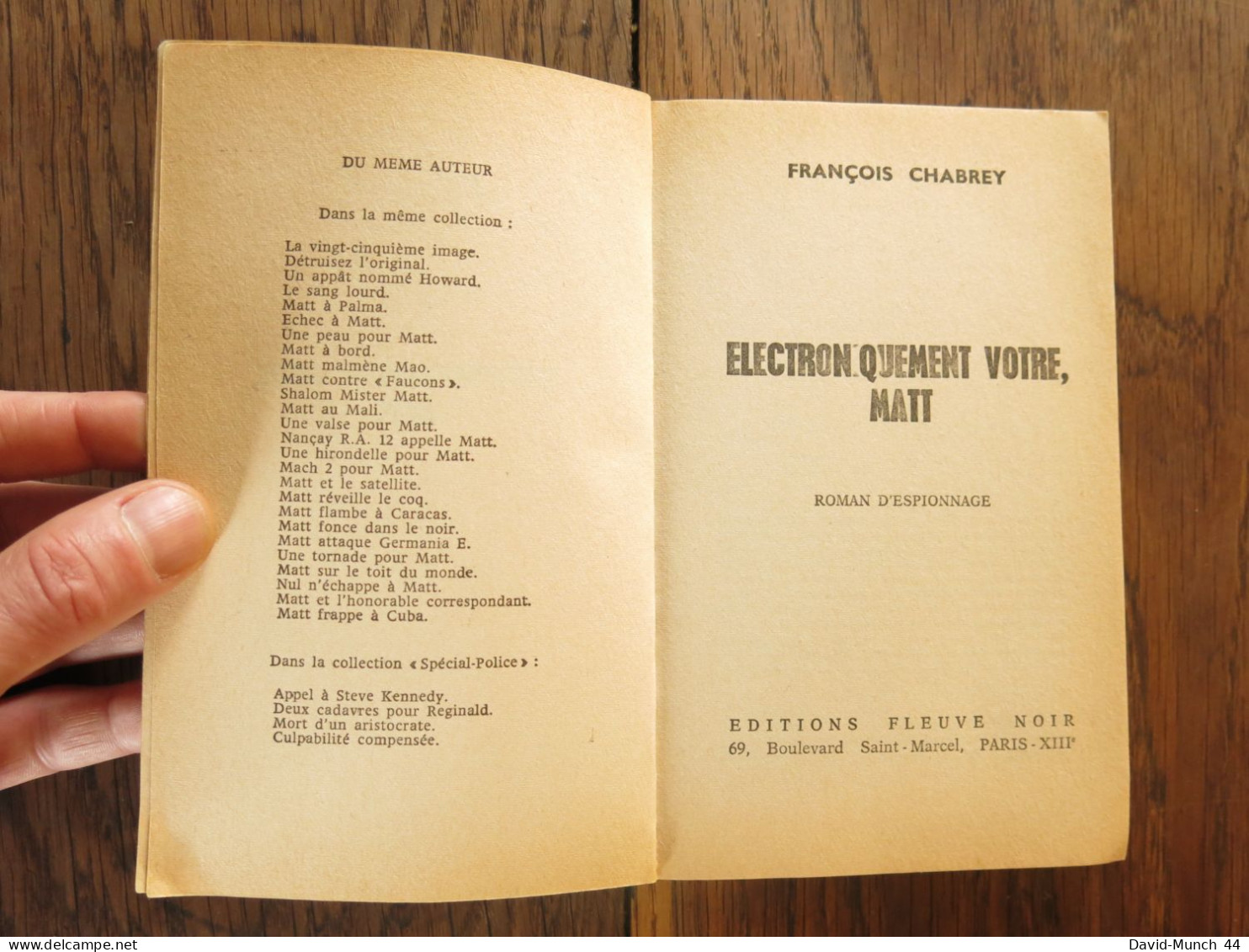 Electroniquement Vôtre De Matt De François Chabrey. Fleuve Noir, Espionnage. 1974 - Fleuve Noir