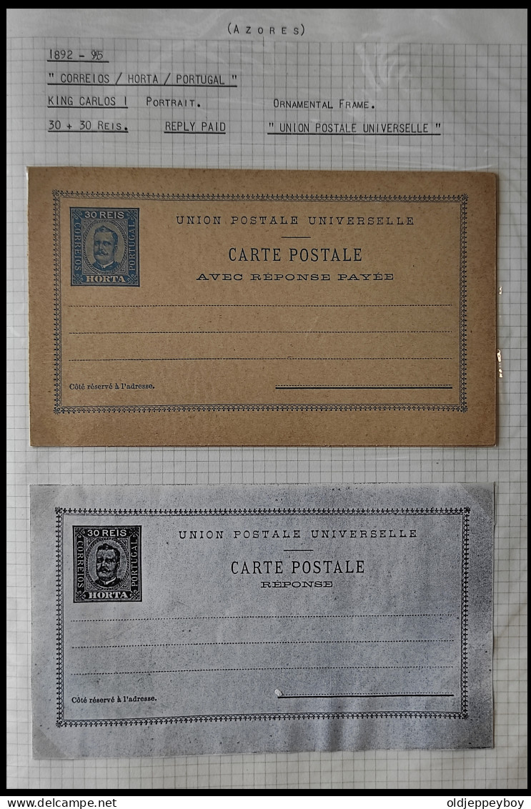 PORTUGAL AZORES AÇORES HORTA 1892 - 1895 KING CARLOS I 30 + 30 REIS REPLY PAID  MNH** CARTE POSTALE  POSTAL STATIONERY - Horta